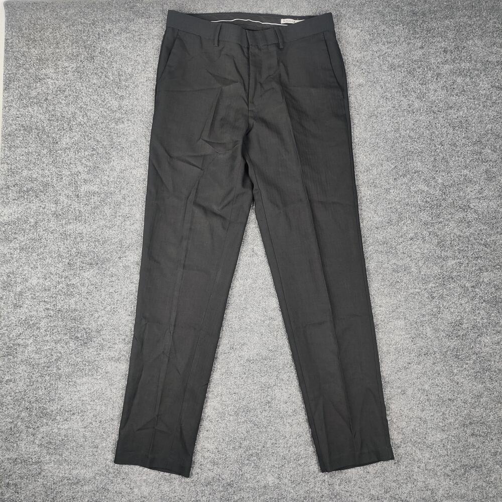 Haggar Dress Pants Mens 32x32 Gray Slim Straight Flat Front All Day Comfort